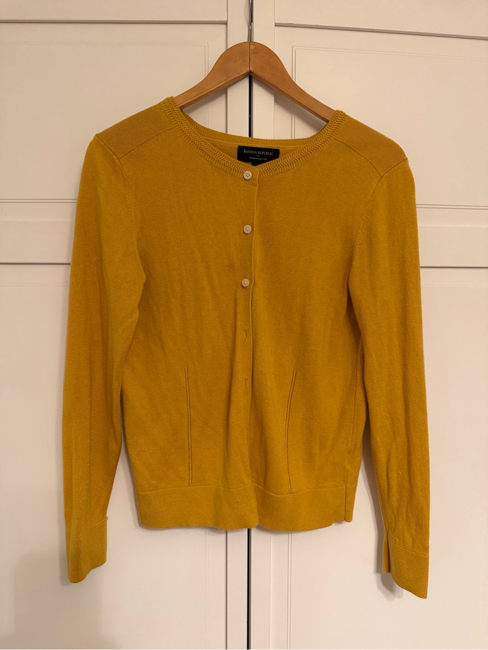 Banana Republic Women's Mustard Crewneck Cardigan
